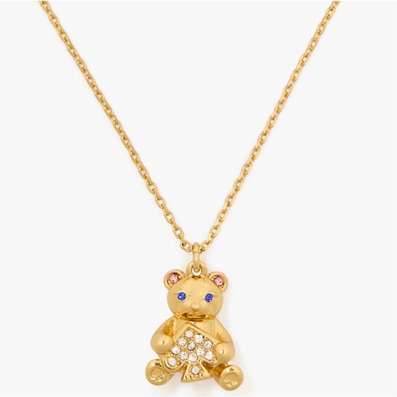 Kate Spade NWT necklace and earrings set - gold teddy bear - Picture 2 of 15